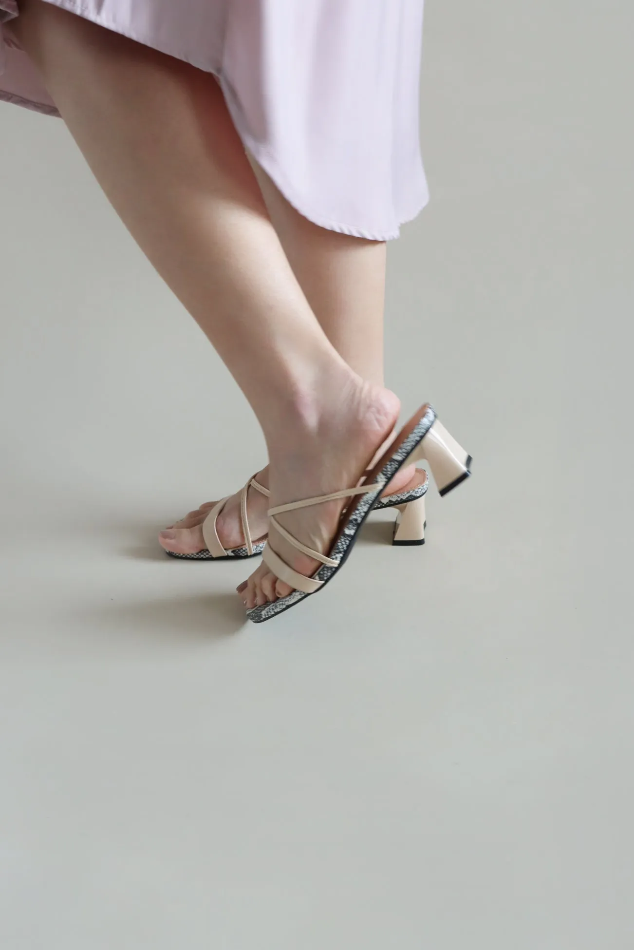Anna Criss Cross Heels (Beige)