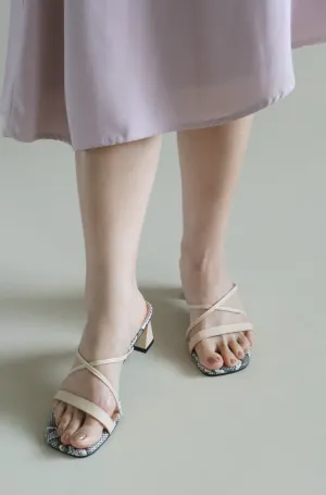 Anna Criss Cross Heels (Beige)