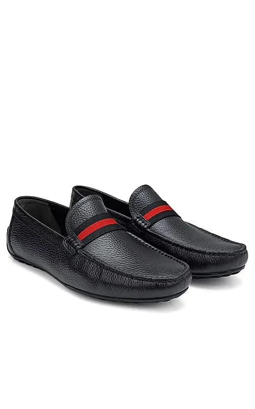 Black Moccasins With Contrast Panel