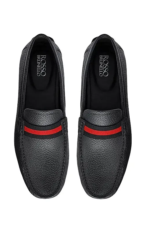 Black Moccasins With Contrast Panel