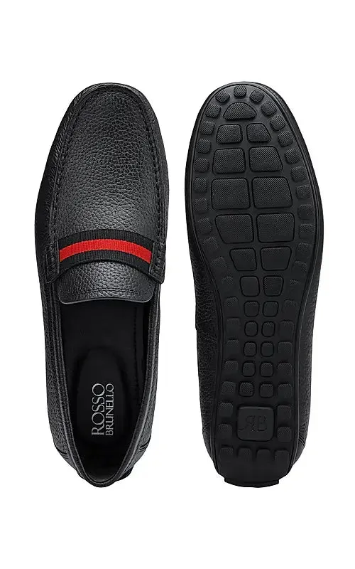 Black Moccasins With Contrast Panel