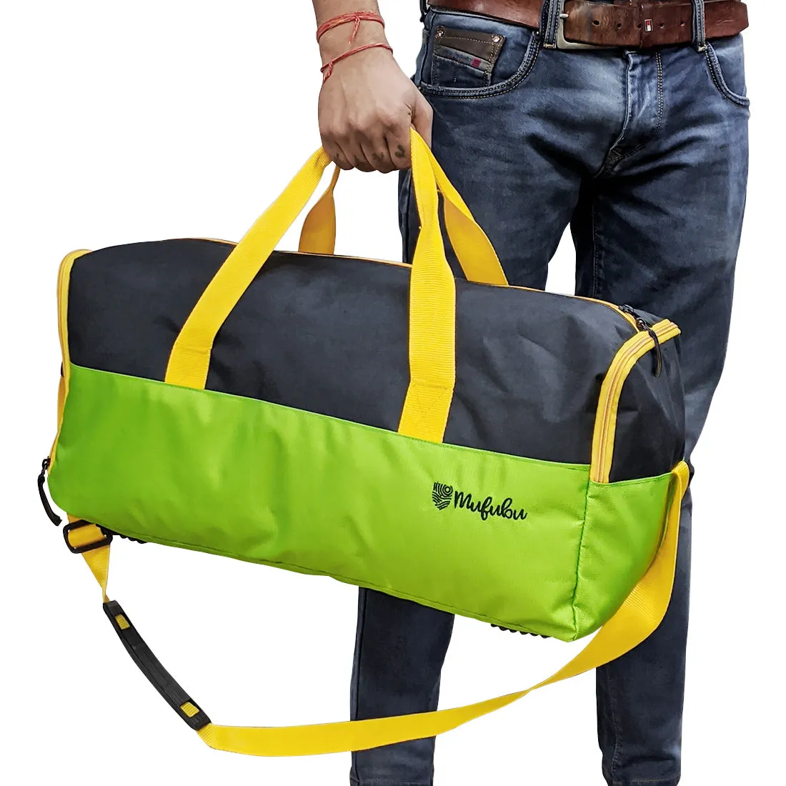 Buddys Duffle Gym Bag 32 Ltr - Green & Black