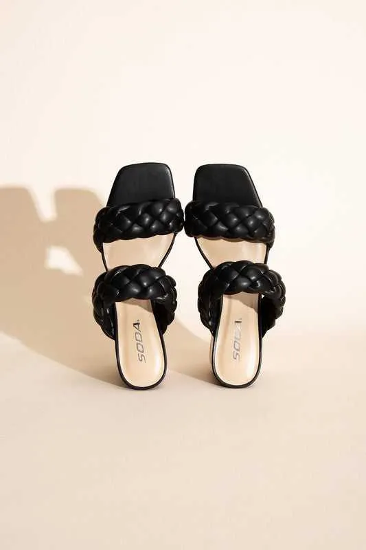 BUGGY Braided Stras Mule Heels