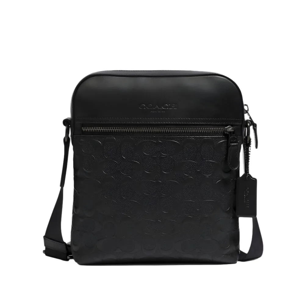 Coach Houston Flight Bag In Signature Leather Black