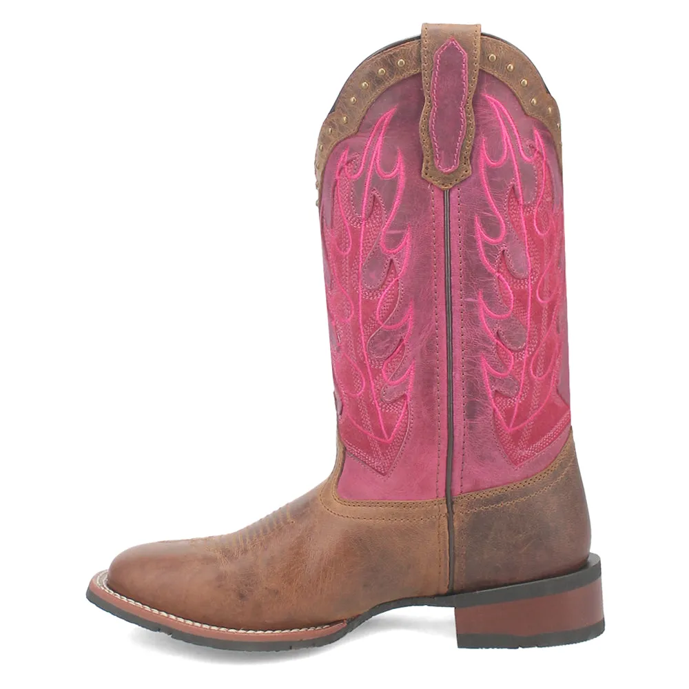 Faye Embroidered Studded Square Toe Cowboy Boots