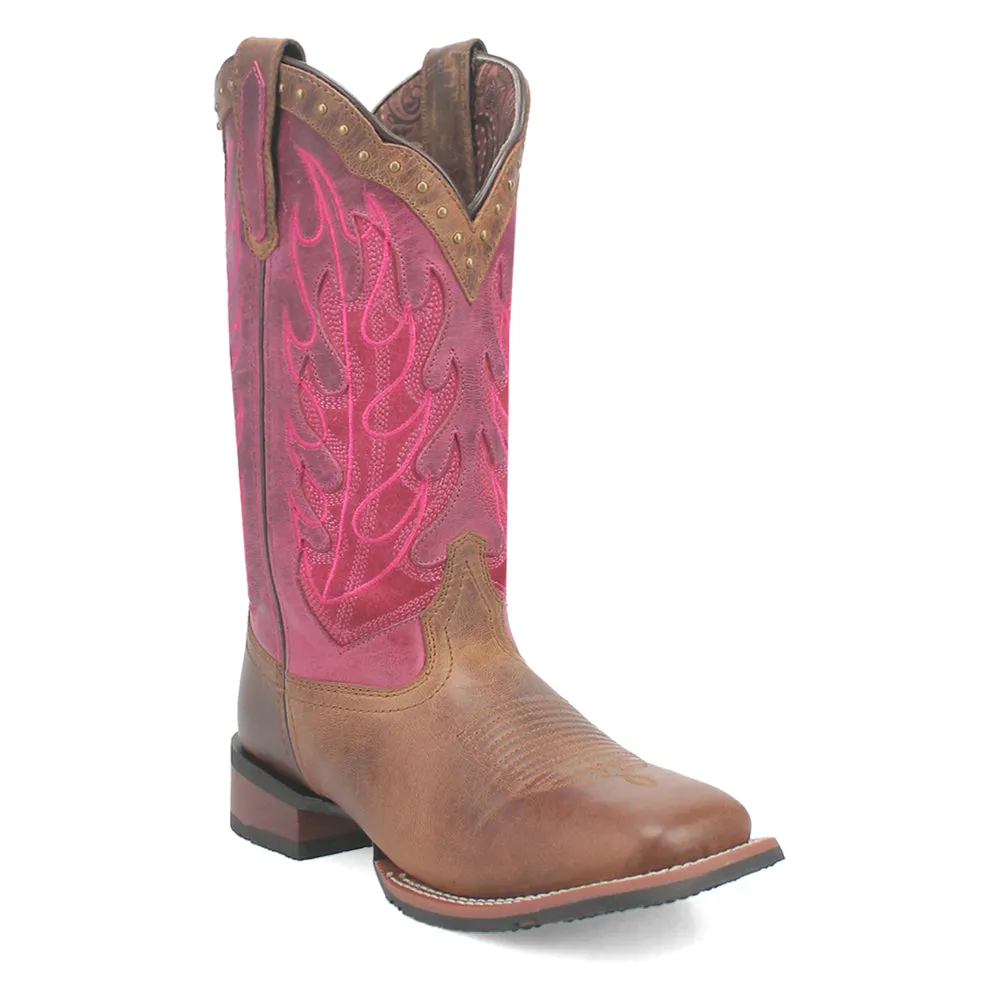 Faye Embroidered Studded Square Toe Cowboy Boots