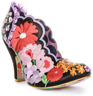 Irregular Choice Wildflower Wander In Heels Black Flower
