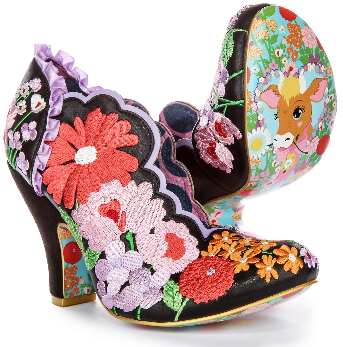 Irregular Choice Wildflower Wander In Heels Black Flower