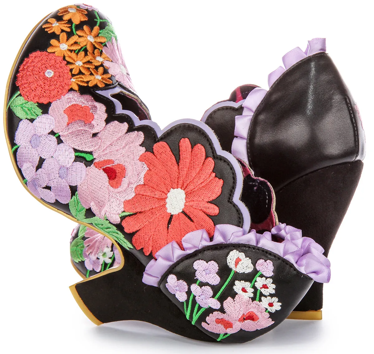 Irregular Choice Wildflower Wander In Heels Black Flower