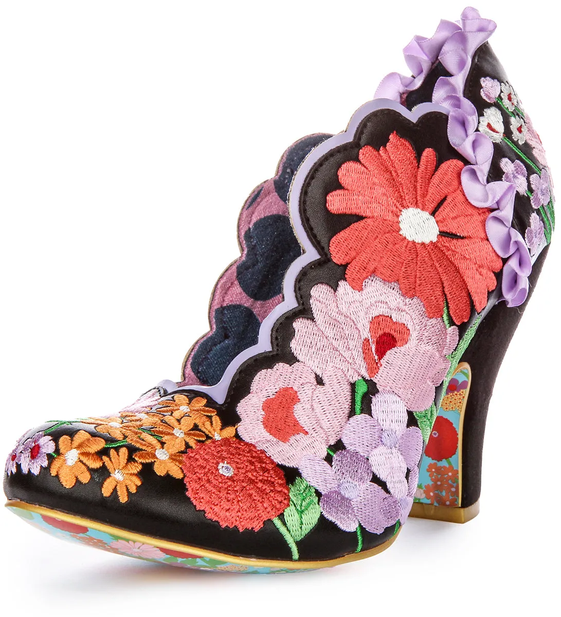 Irregular Choice Wildflower Wander In Heels Black Flower