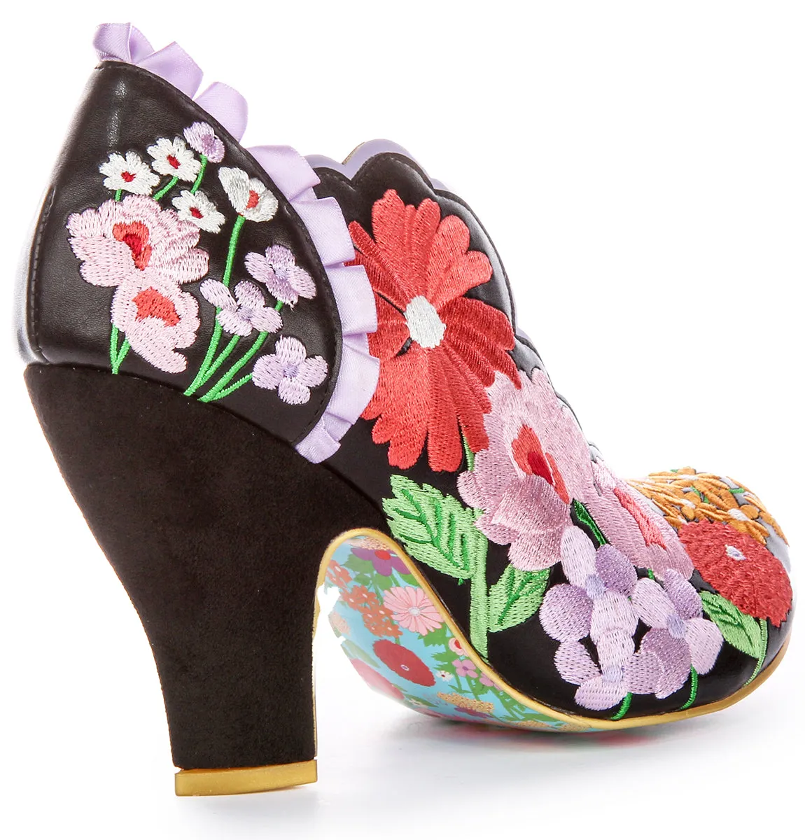 Irregular Choice Wildflower Wander In Heels Black Flower