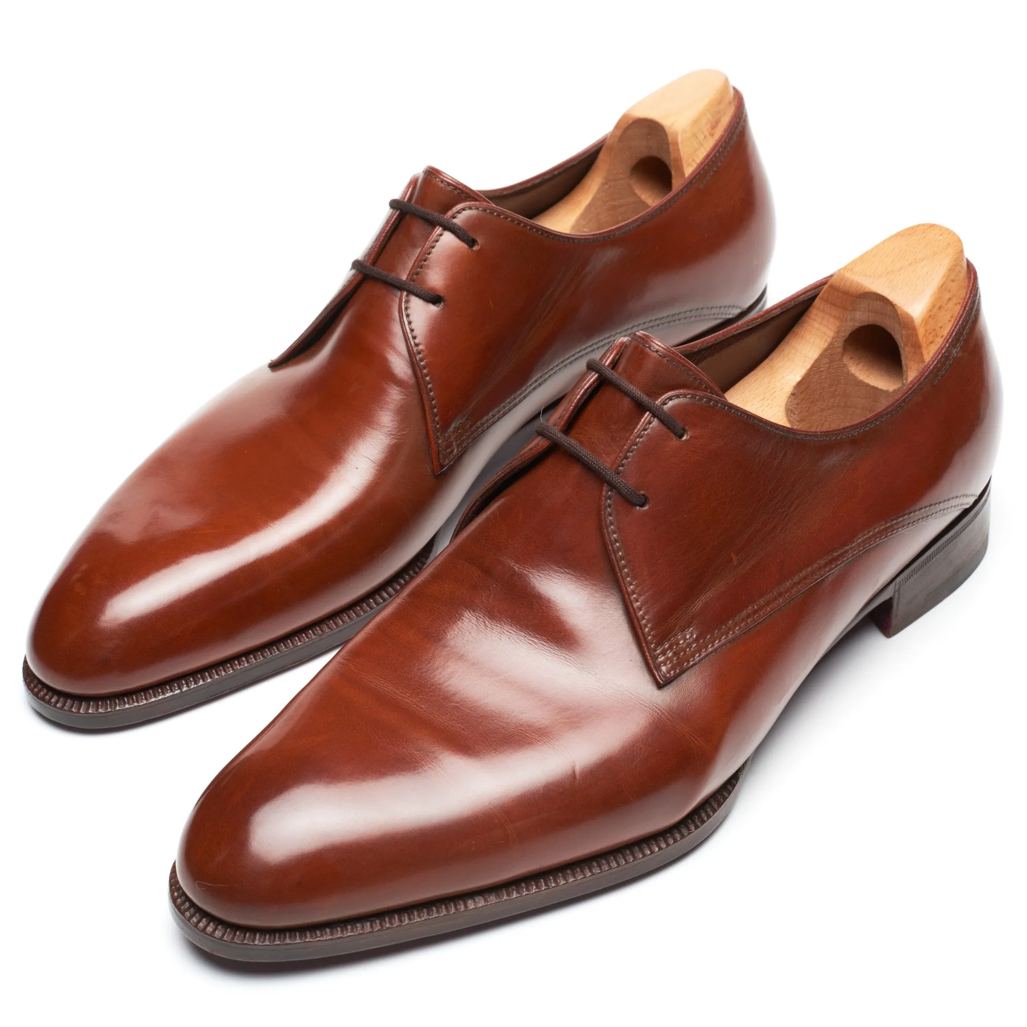 JOHN LOBB Paris Bespoke Brown Calf Leather 2 Eyelet Derby Shoes UK 7.5 US 8.5
