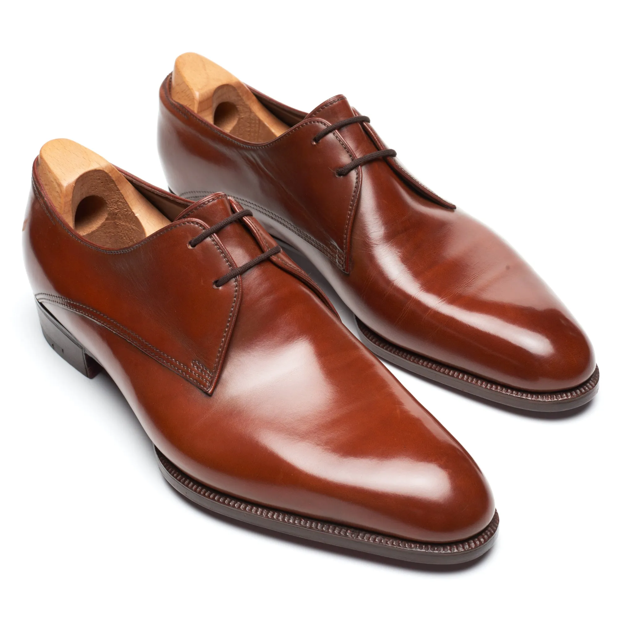 JOHN LOBB Paris Bespoke Brown Calf Leather 2 Eyelet Derby Shoes UK 7.5 US 8.5