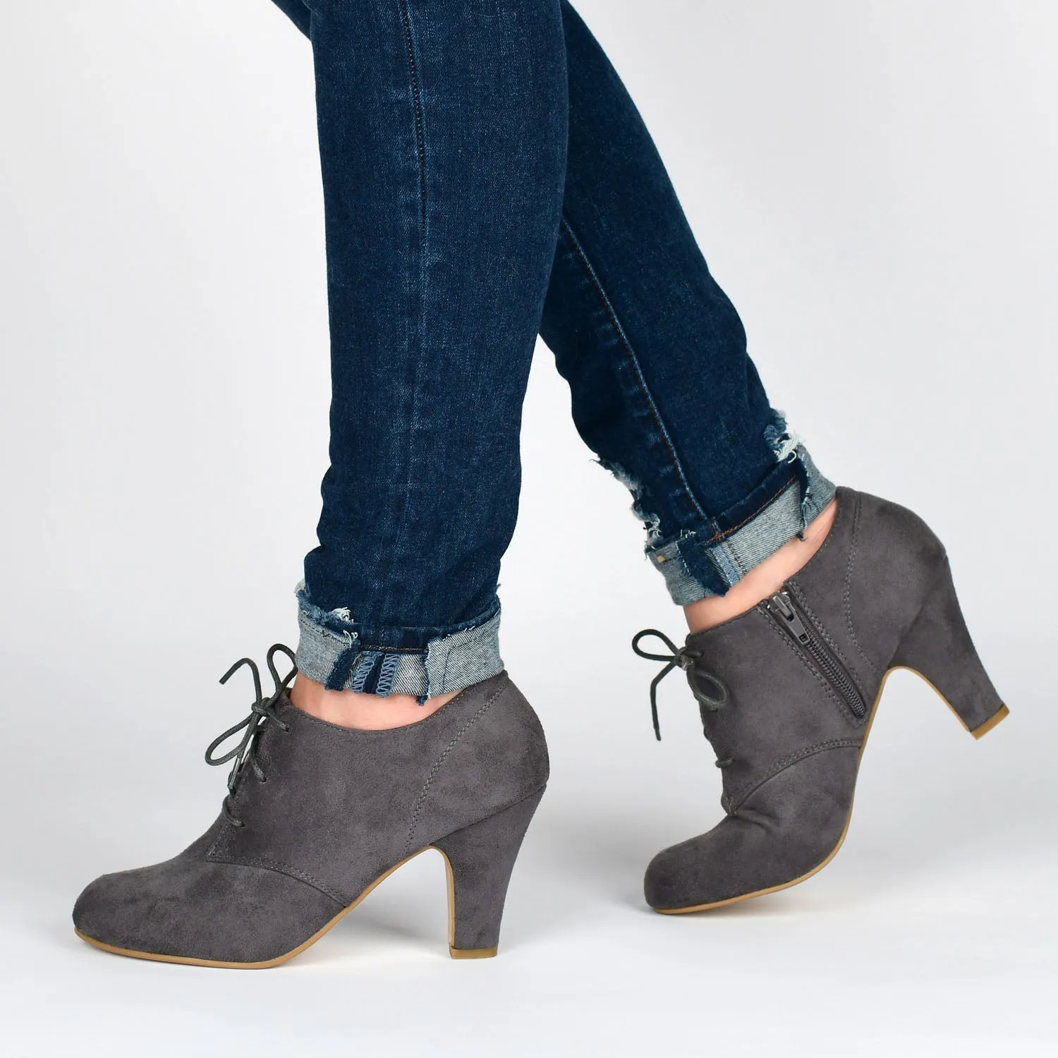 LEONA LACE-UP BOOTIES IN FAUX SUEDE