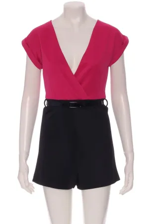 Macy Hot Pink Crossover Plunge Belted Playsuit