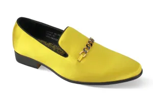 Mens  Flashy Yellow Satin Textile Loafers Dress Shoes After Midnight 6978