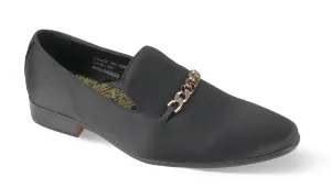 Mens Formal Black Satin Textile Loafers Dress Shoes After Midnight 6978