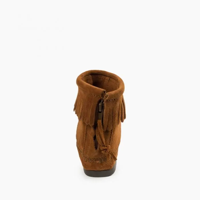Minnetonka Moccasin Back Zip Hardsole Boot - Brown