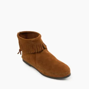Minnetonka Moccasin Back Zip Hardsole Boot - Brown