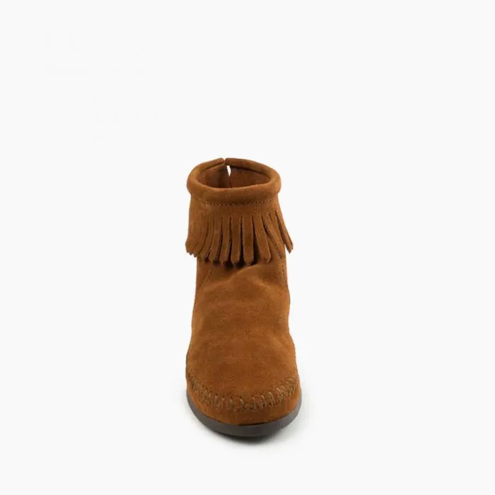 Minnetonka Moccasin Back Zip Hardsole Boot - Brown