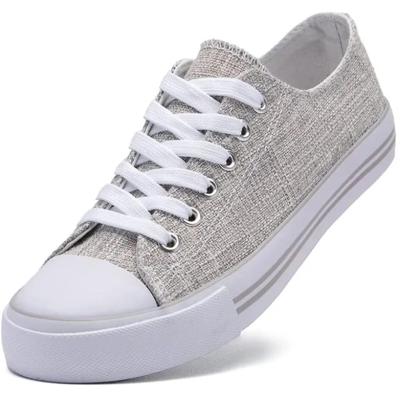Mono Canvas Sneakers With Lace Up Detail