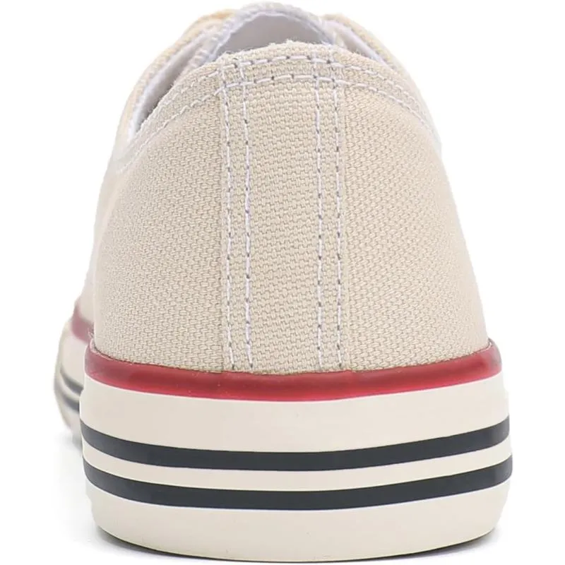 Mono Canvas Sneakers With Lace Up Detail