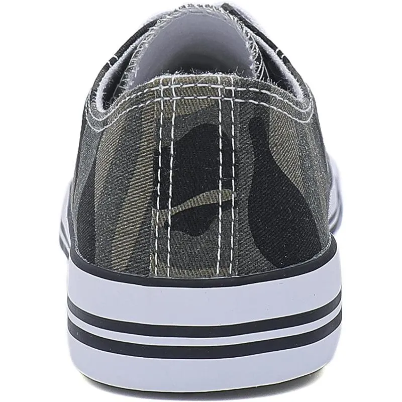 Mono Canvas Sneakers With Lace Up Detail