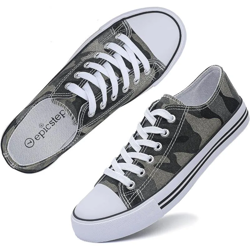 Mono Canvas Sneakers With Lace Up Detail