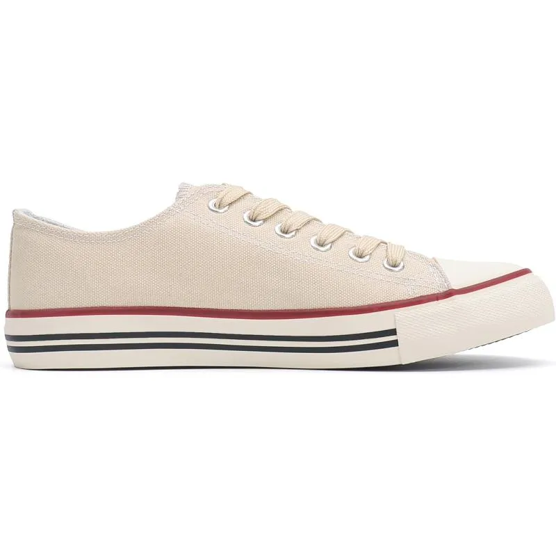 Mono Canvas Sneakers With Lace Up Detail