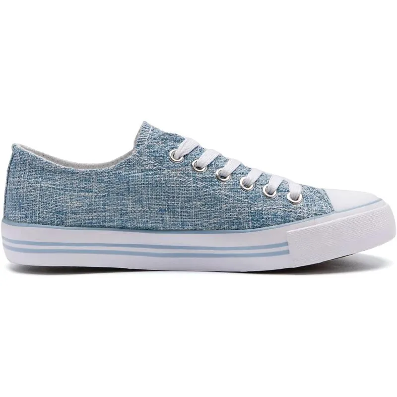 Mono Canvas Sneakers With Lace Up Detail