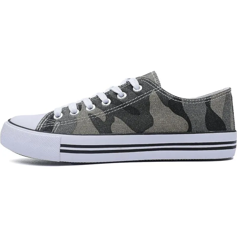 Mono Canvas Sneakers With Lace Up Detail