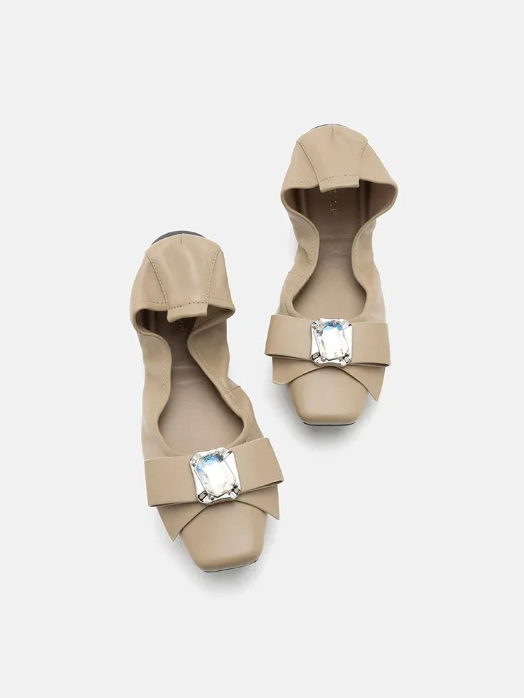 Noelle Diamante Bow Foldable Flats