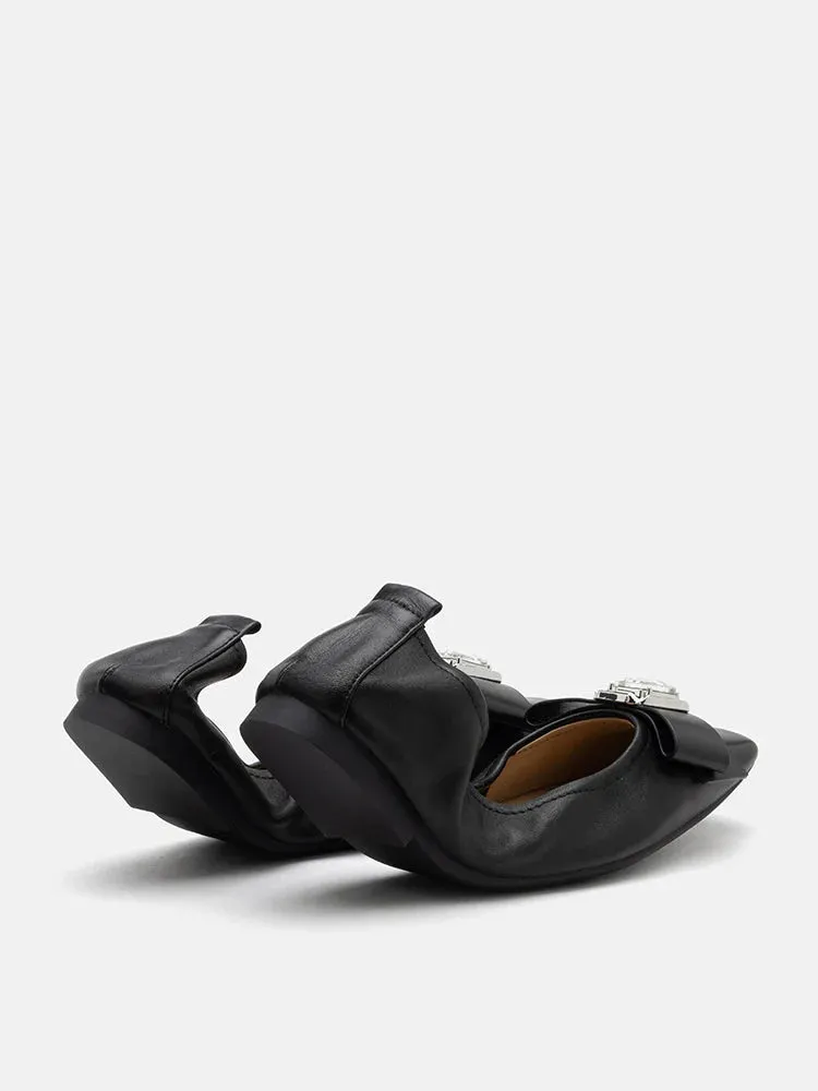 Noelle Diamante Bow Foldable Flats