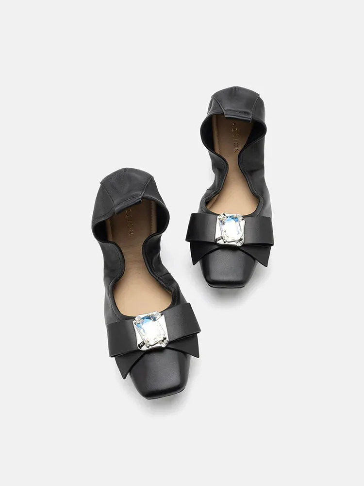Noelle Diamante Bow Foldable Flats
