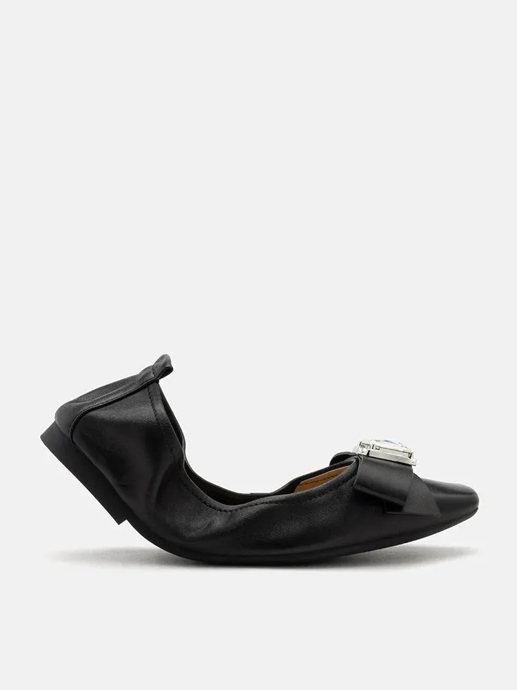 Noelle Diamante Bow Foldable Flats