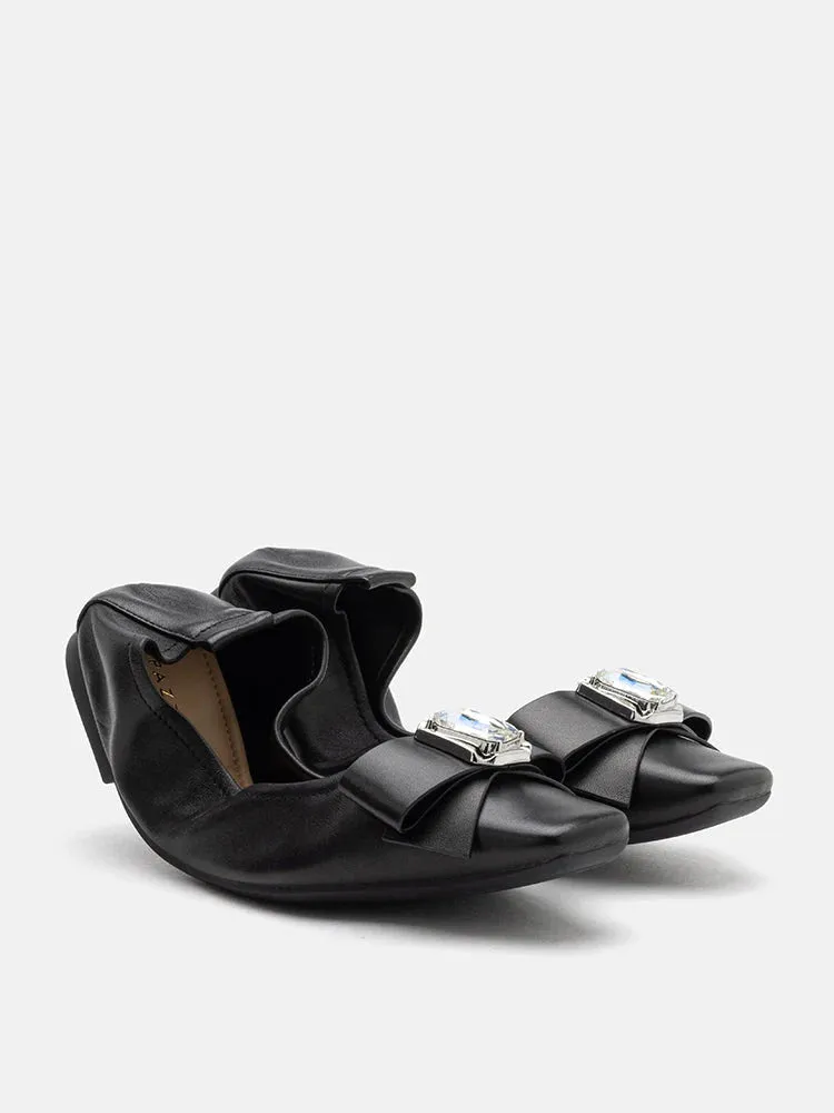 Noelle Diamante Bow Foldable Flats