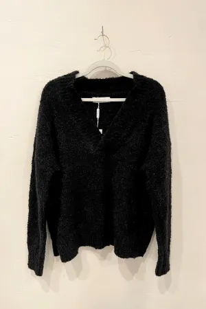 PETAL   PUP - BLACK V NECK SWEATER