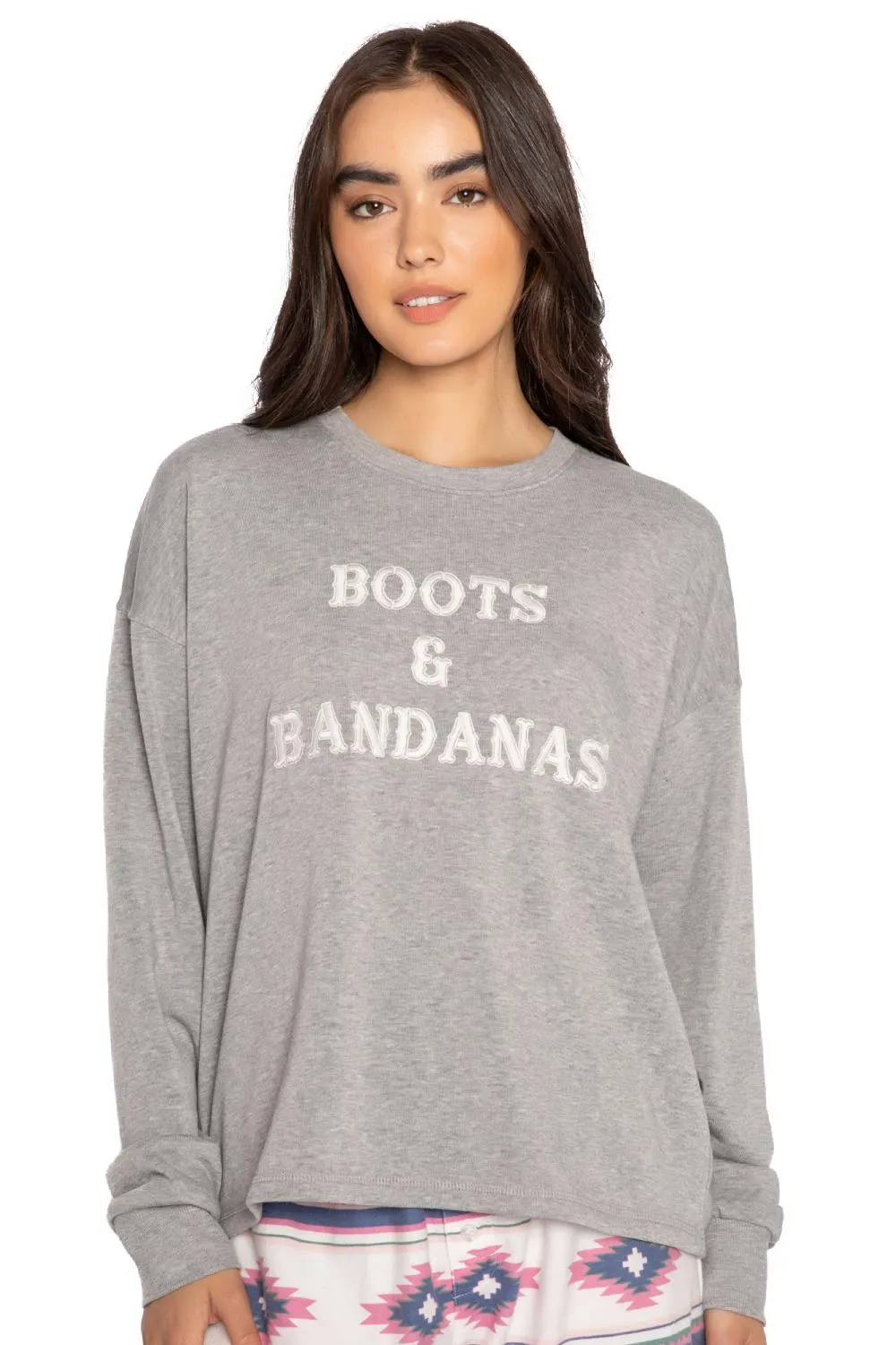 PJ Salvage Flannels Long Sleeve Top, Heather Grey (RKFLLS)