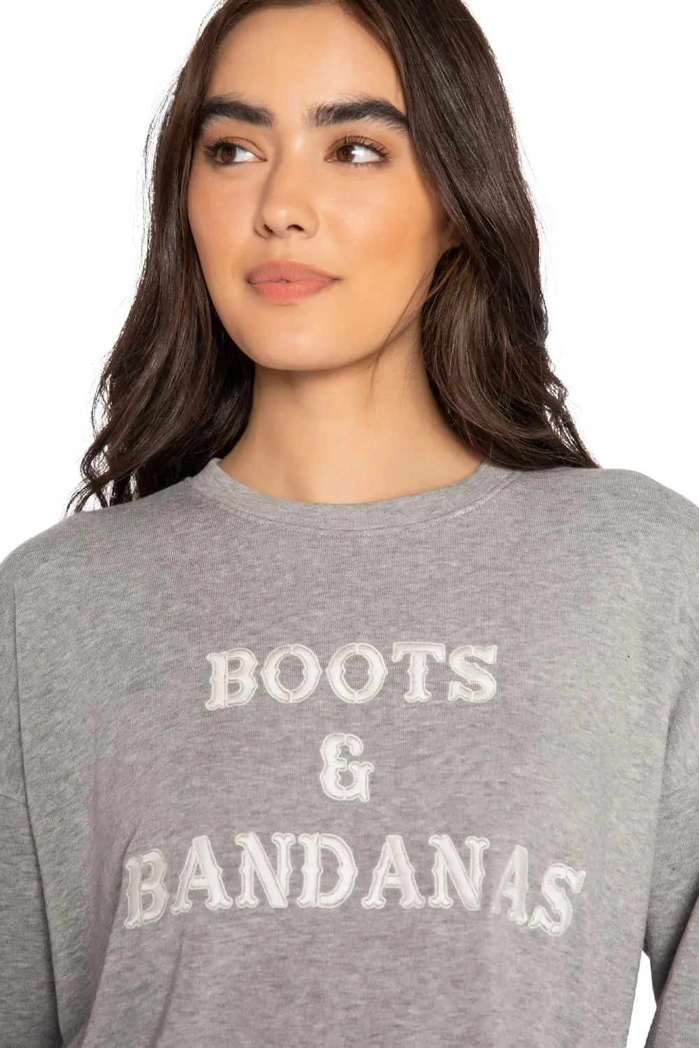 PJ Salvage Flannels Long Sleeve Top, Heather Grey (RKFLLS)