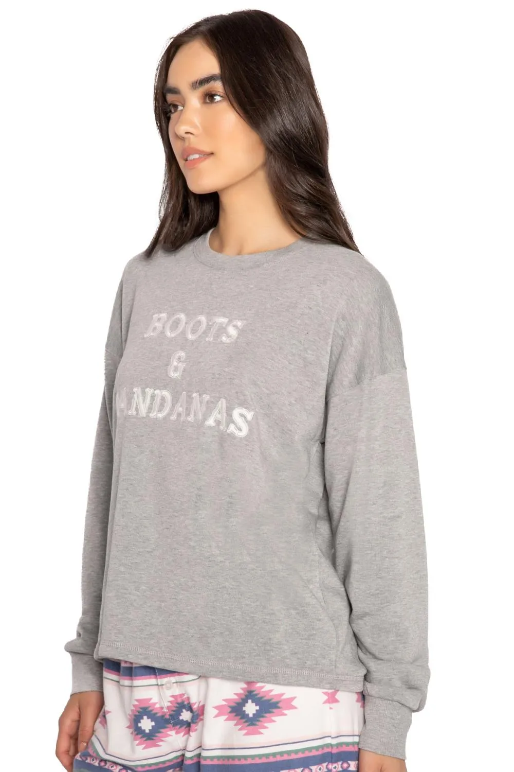 PJ Salvage Flannels Long Sleeve Top, Heather Grey (RKFLLS)