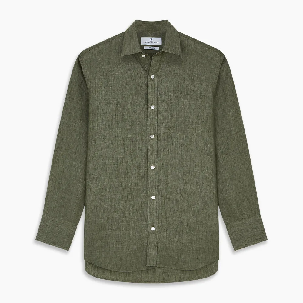 Sage Green Linen Weekend Fit Finch Shirt