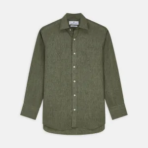 Sage Green Linen Weekend Fit Finch Shirt
