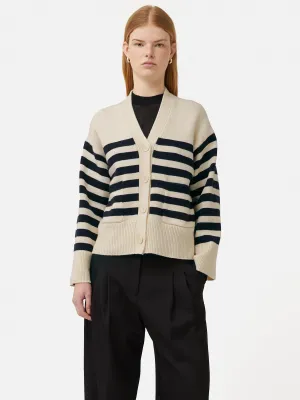 Wool Mariniere Cardigan | Navy